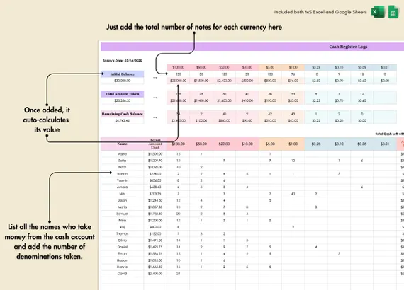 Registratore di Cassa in Excel