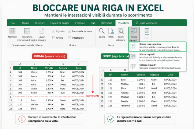 bloccare una riga in Excel