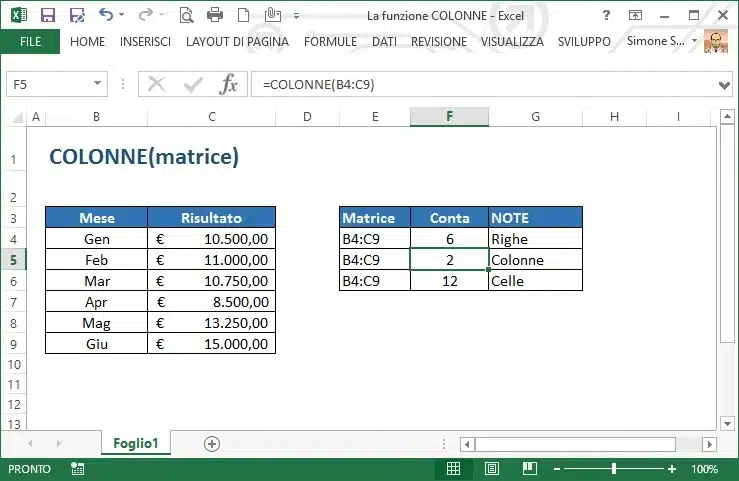 Colonne in Excel