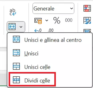 dividere in Excel